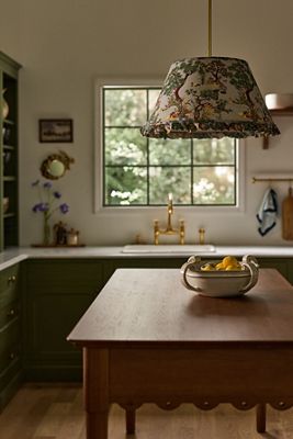Lee Brass 24" Ruffle Printed Semi-Flush Mount Pendant Light