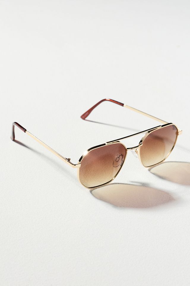 Eyeking Gold Circle Metal Aviator Sunglasses | Anthropologie display picture 1