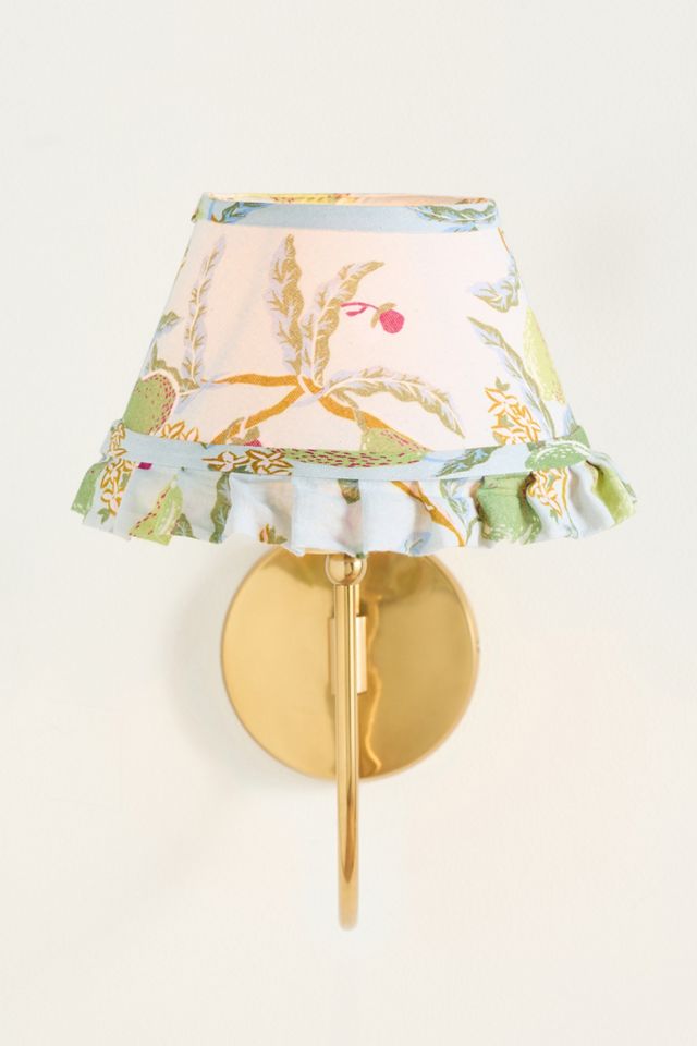 Lee Brass Ruffle Printed Shade Sconce Wall Light #1