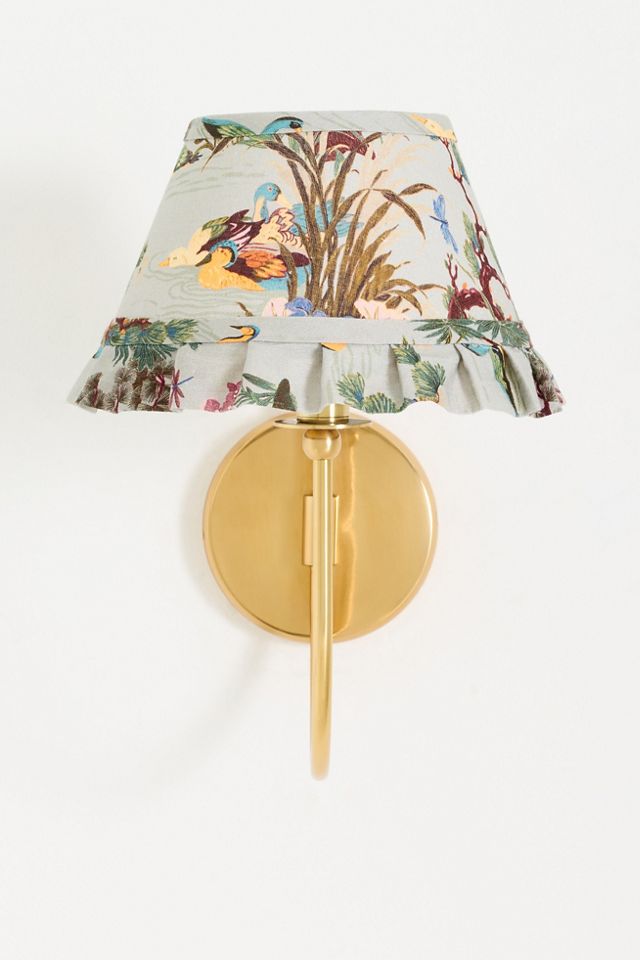 Lee Brass Ruffle Printed Shade Sconce Wall Light #1