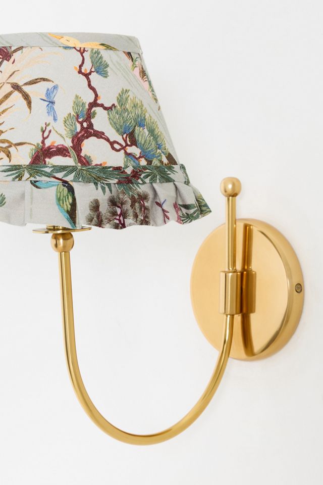 Lee Brass Ruffle Printed Shade Sconce Wall Light #3