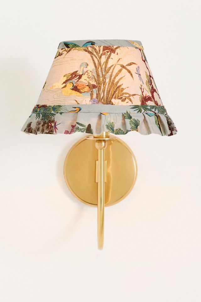 Lee Brass Ruffle Printed Shade Sconce Wall Light #2