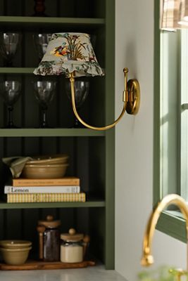 Lee Brass Ruffle Printed Shade Sconce Wall Light