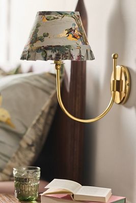 Lee Brass Ruffle Printed Shade Sconce Wall Light