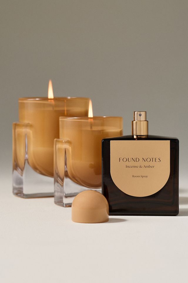 Found Notes Woody Incense & Amber Glass Candle | AnthroHome