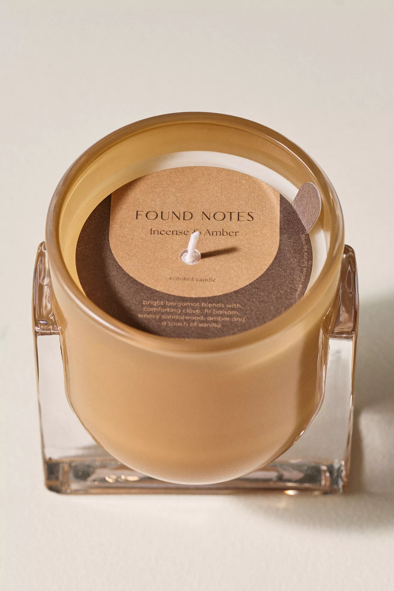 Found Notes Woody Incense & Amber Glass Candle - thumbnail 6