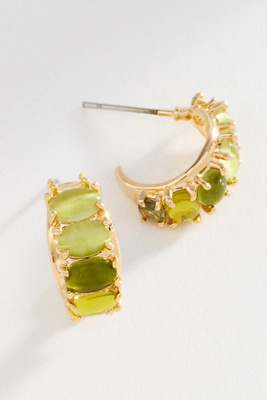 By Anthropologie Women's Green Crystal Baguette Earrings