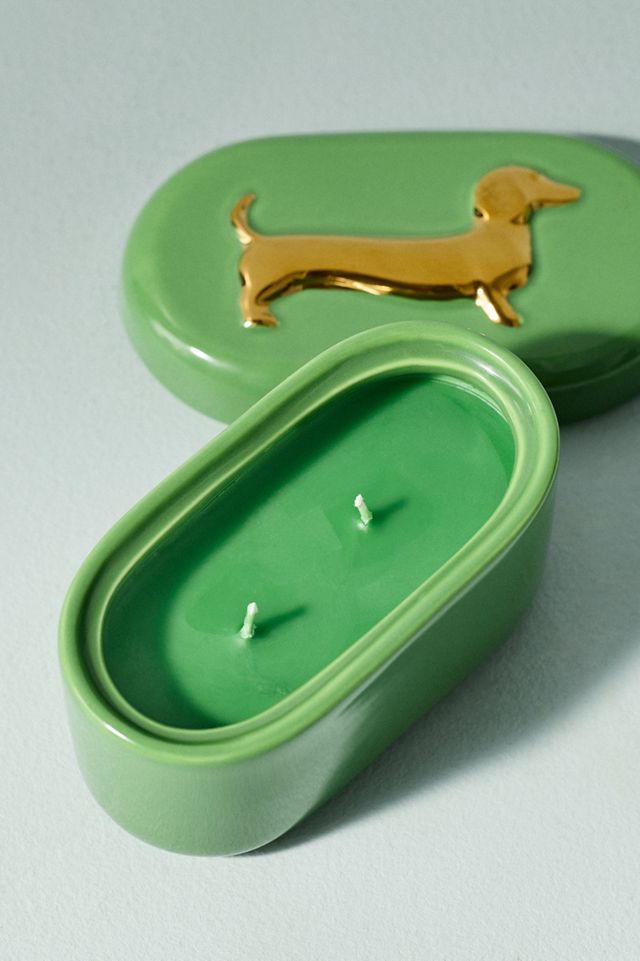 Lucie Dachshund Gourmand Pistachio Ceramic Candle #1