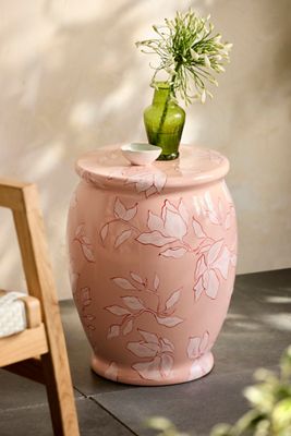 Floral Glazed Earthenware Side Table