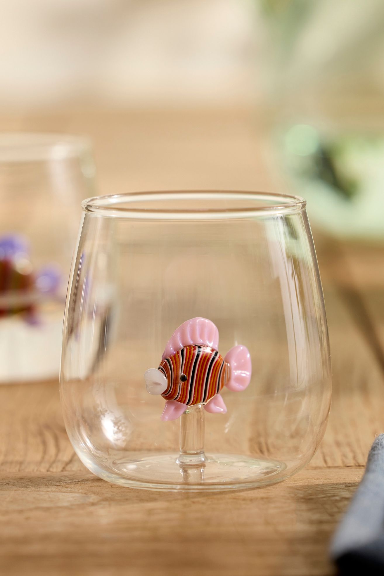 Fish Icon Glass, Clownfish - Pink, One Size