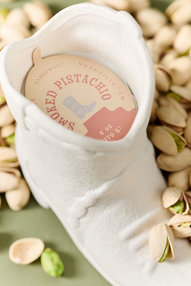 Paddywax Gourmand Smoked Pistachio Ceramic Cowboy Boot Candle #1
