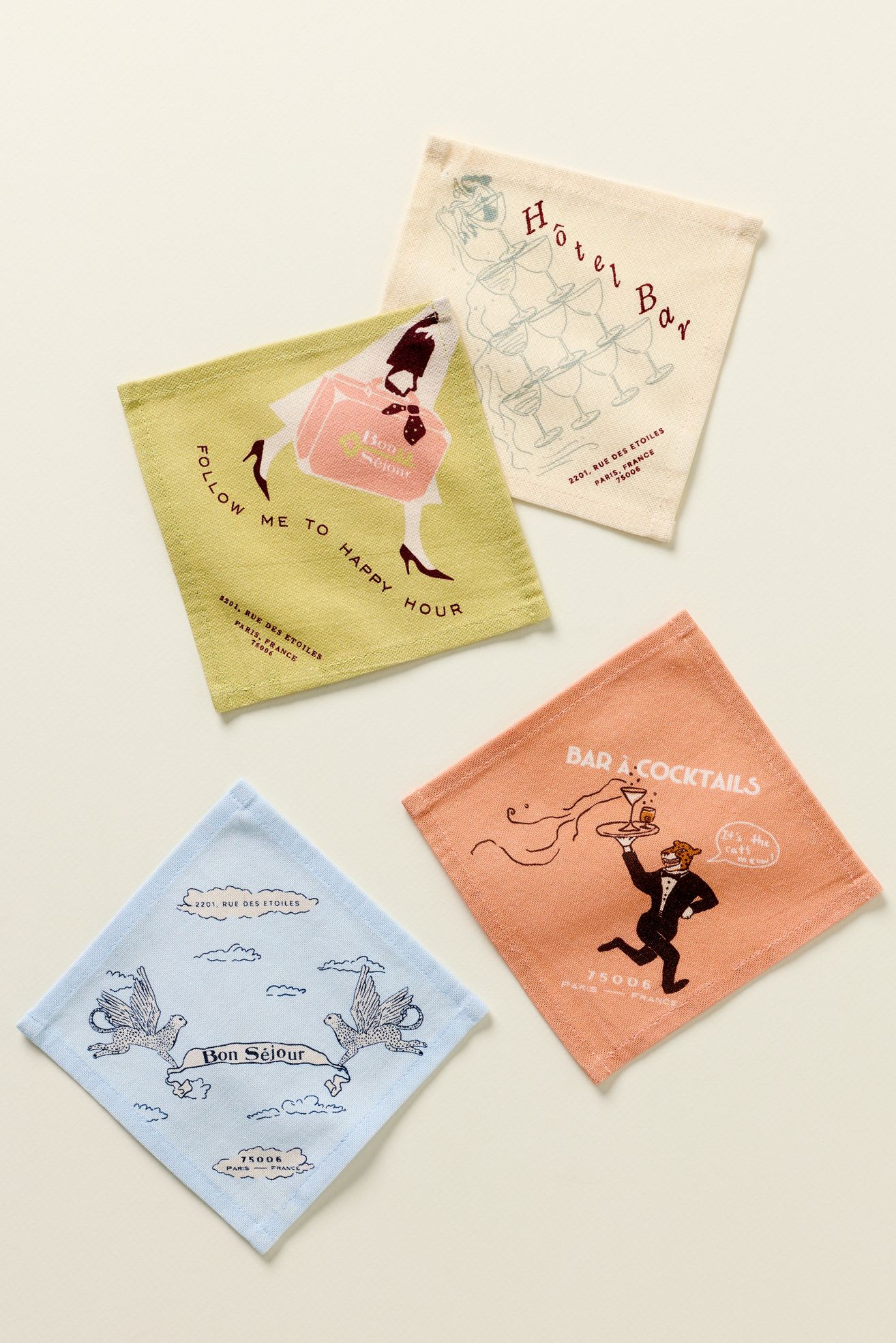 Hotel Cotton Woven Cocktail Napkins, Set of 4