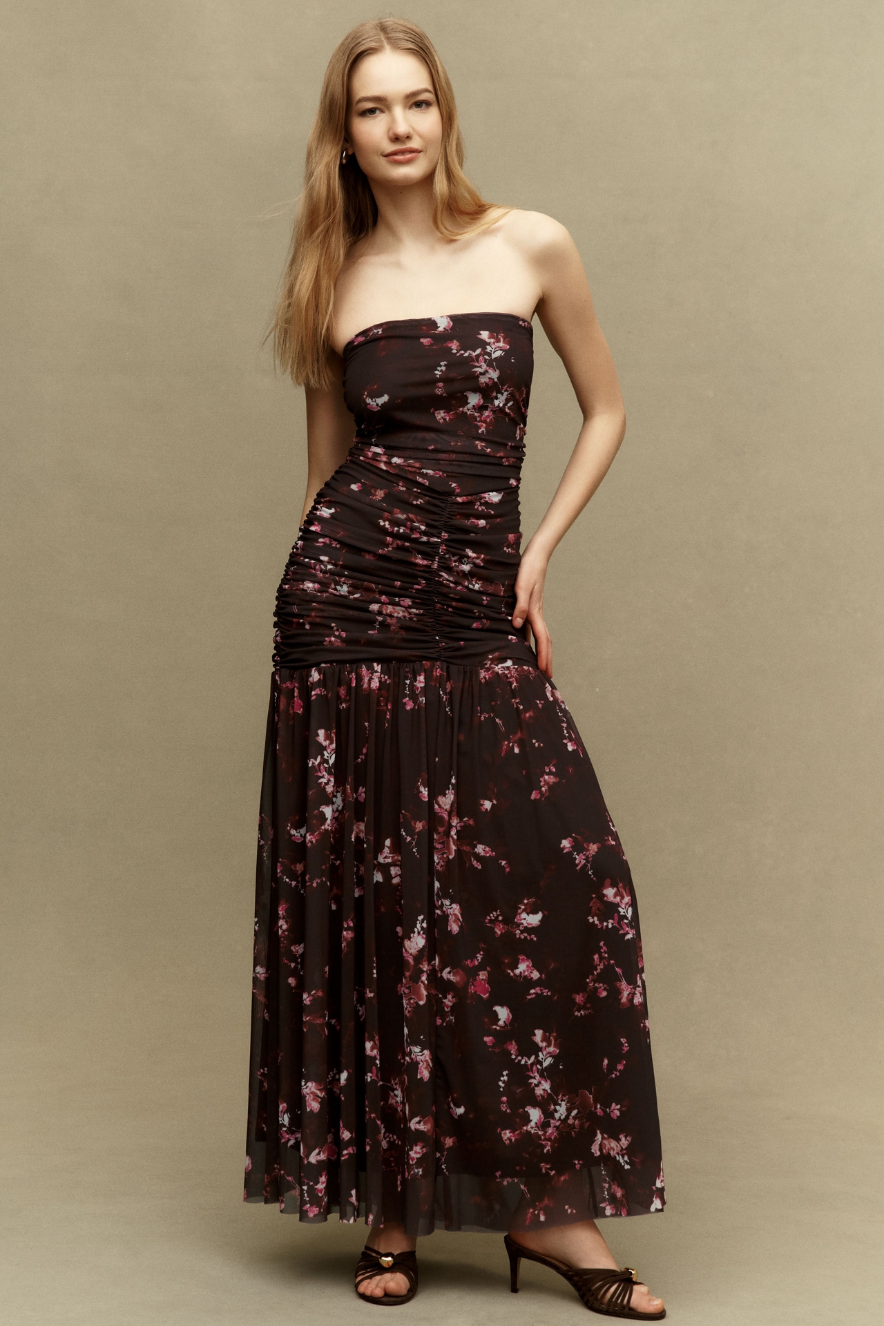 BHLDN Kaia Off-Shoulder Stretch Mesh Maxi Dress