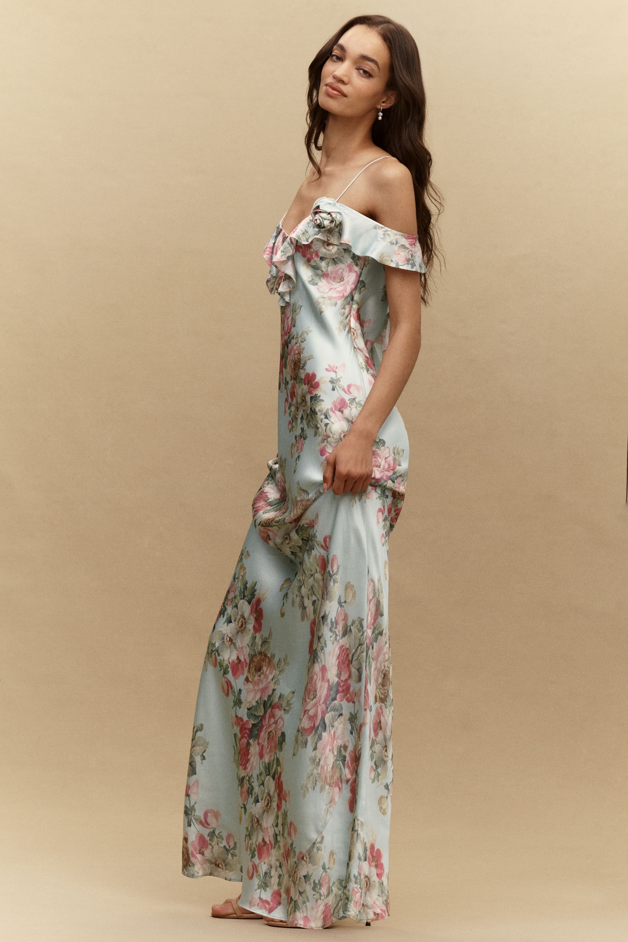 BHLDN Aria Ruffle Maxi Slip Dress