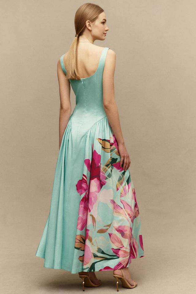 Hutch Jemma Sleeveless Basque-Waist Midi Dress