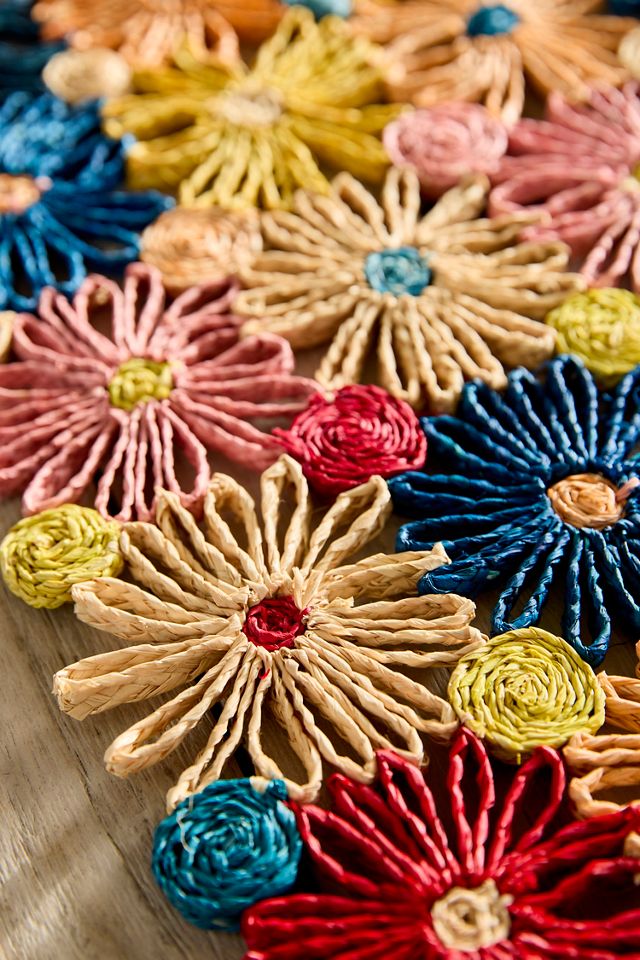 Colorful Floral Raffia Runner #1