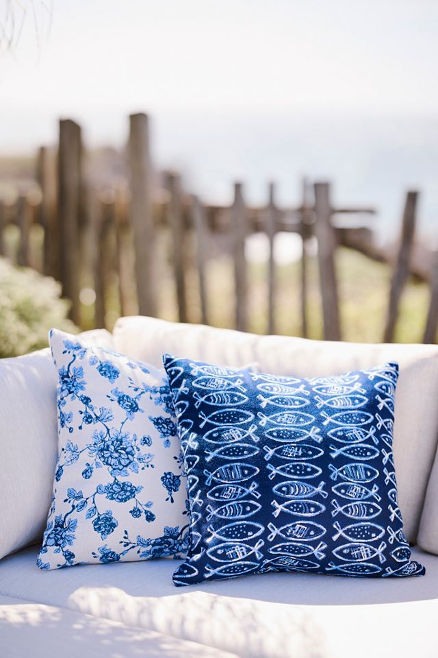 Sunbrella® Porcelain Floral Outdoor Pillow #5