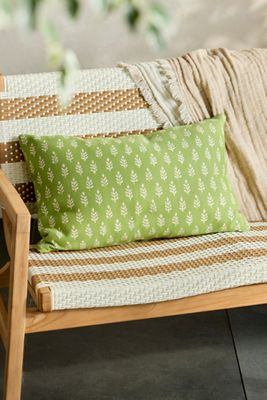 Sunbrella® Green Ditsy Outdoor Lumbar Pillow