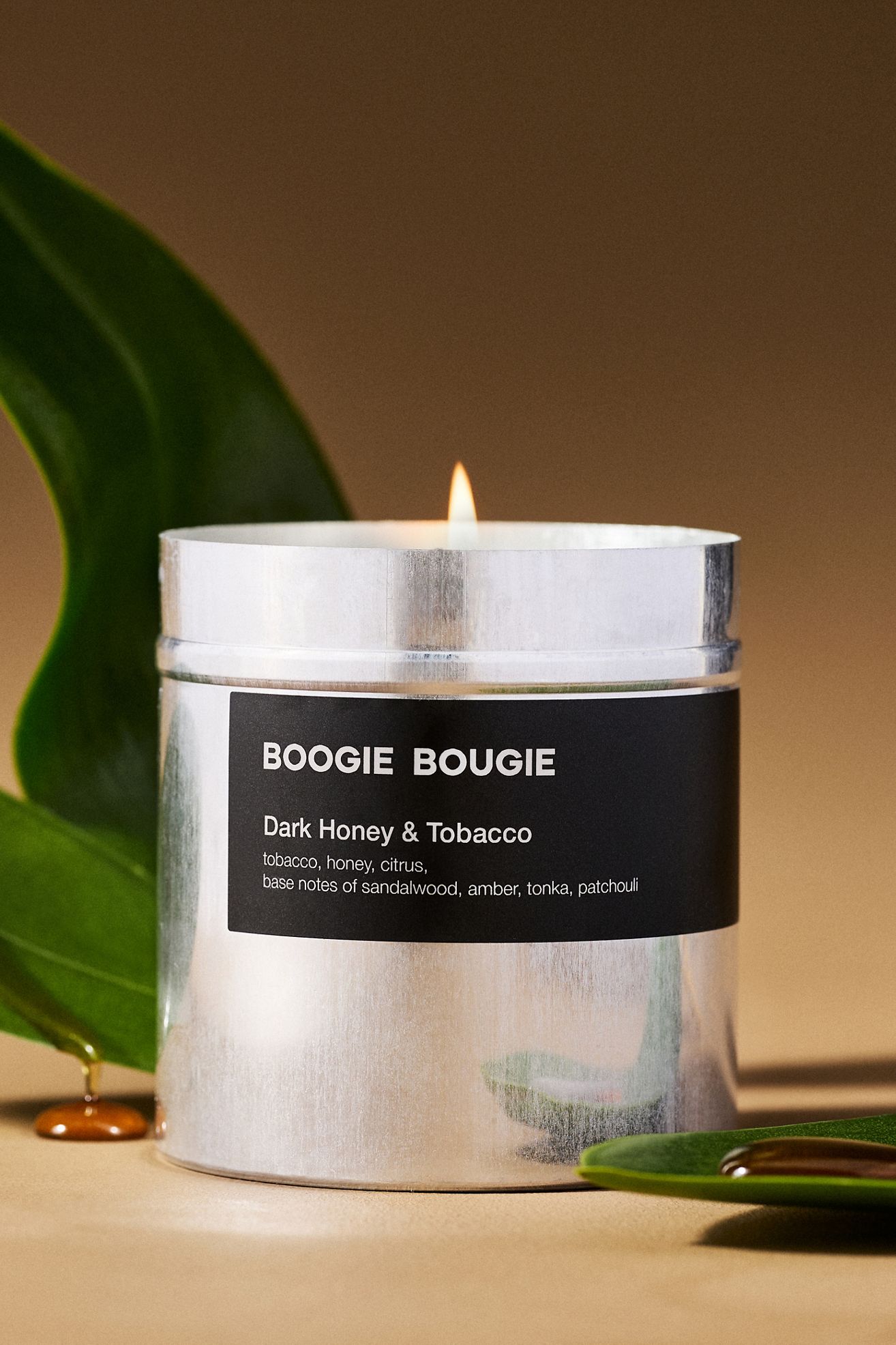 Boogie Bougie Woody Dark Honey & Tobacco Boxed Tin Candle - Brown, S