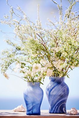 Blue Swirl Glass Vase
