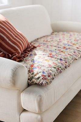 Cotton Printed Ruffle Sofa Topper