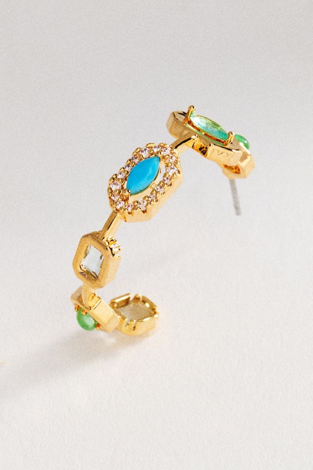 Mixed Crystal Mini Hoop Earrings #1