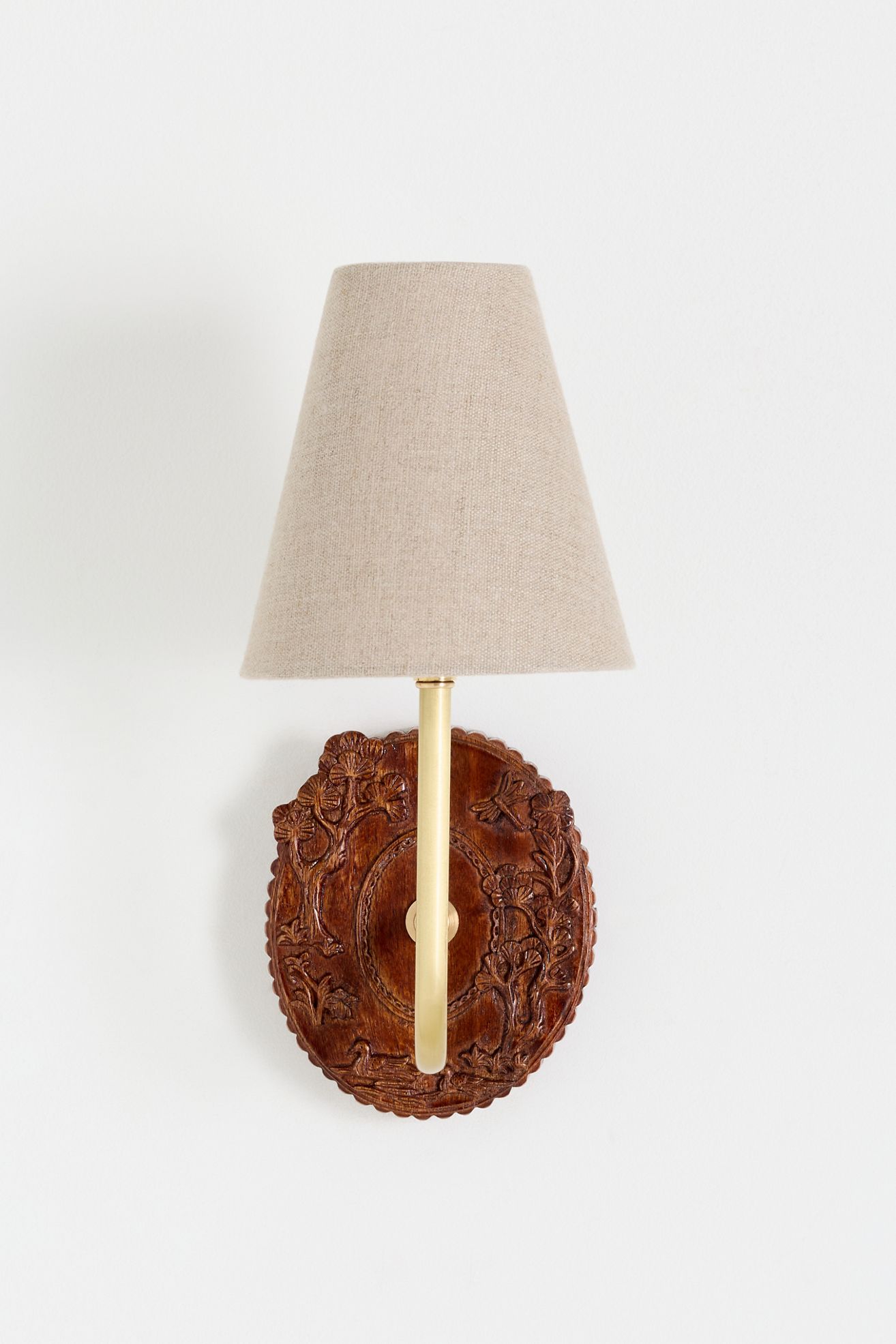 Bernadette Carved Wood Sconce - Brown, One Size