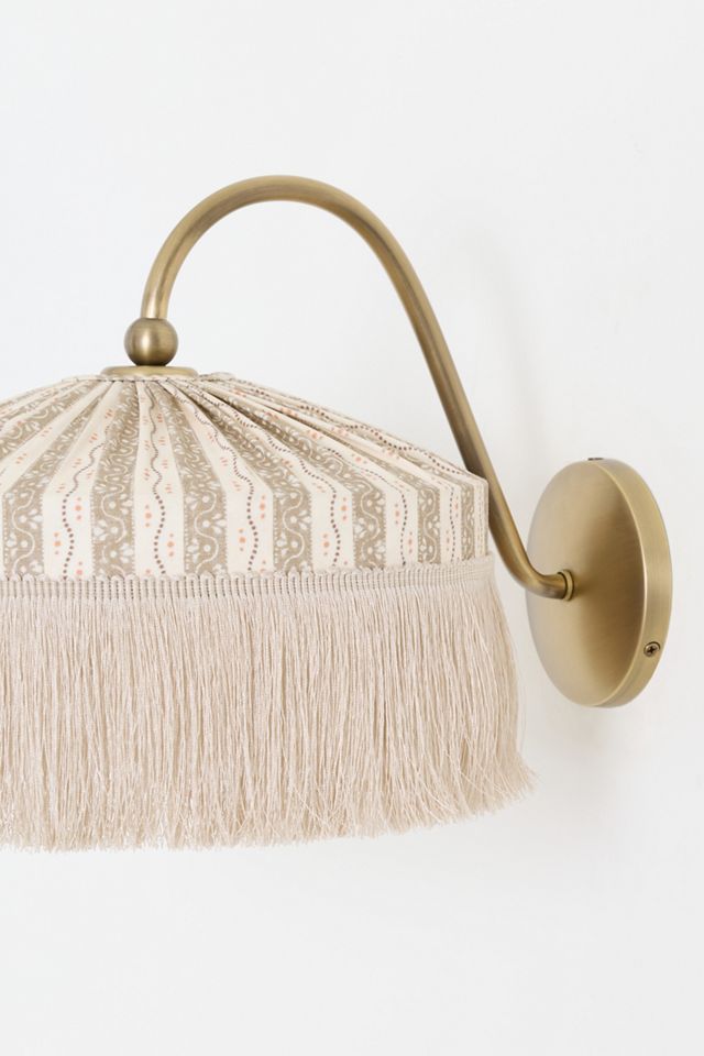 Sinclair Tassel-Fringed Linen Sconce #2