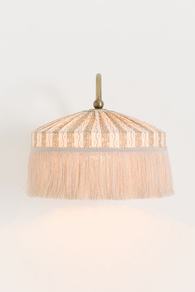 Sinclair Tassel-Fringed Linen Sconce #1