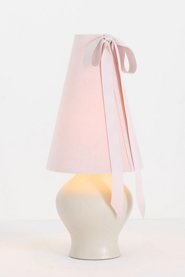 Bosette Bow Velvet and Wood Table Lamp #2