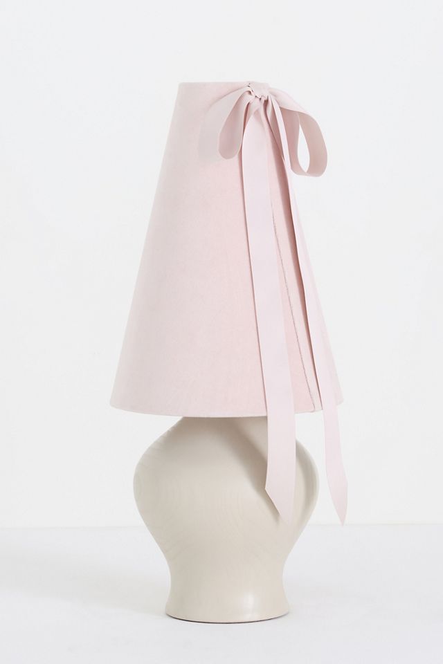 Bosette Bow Velvet and Wood Table Lamp #1