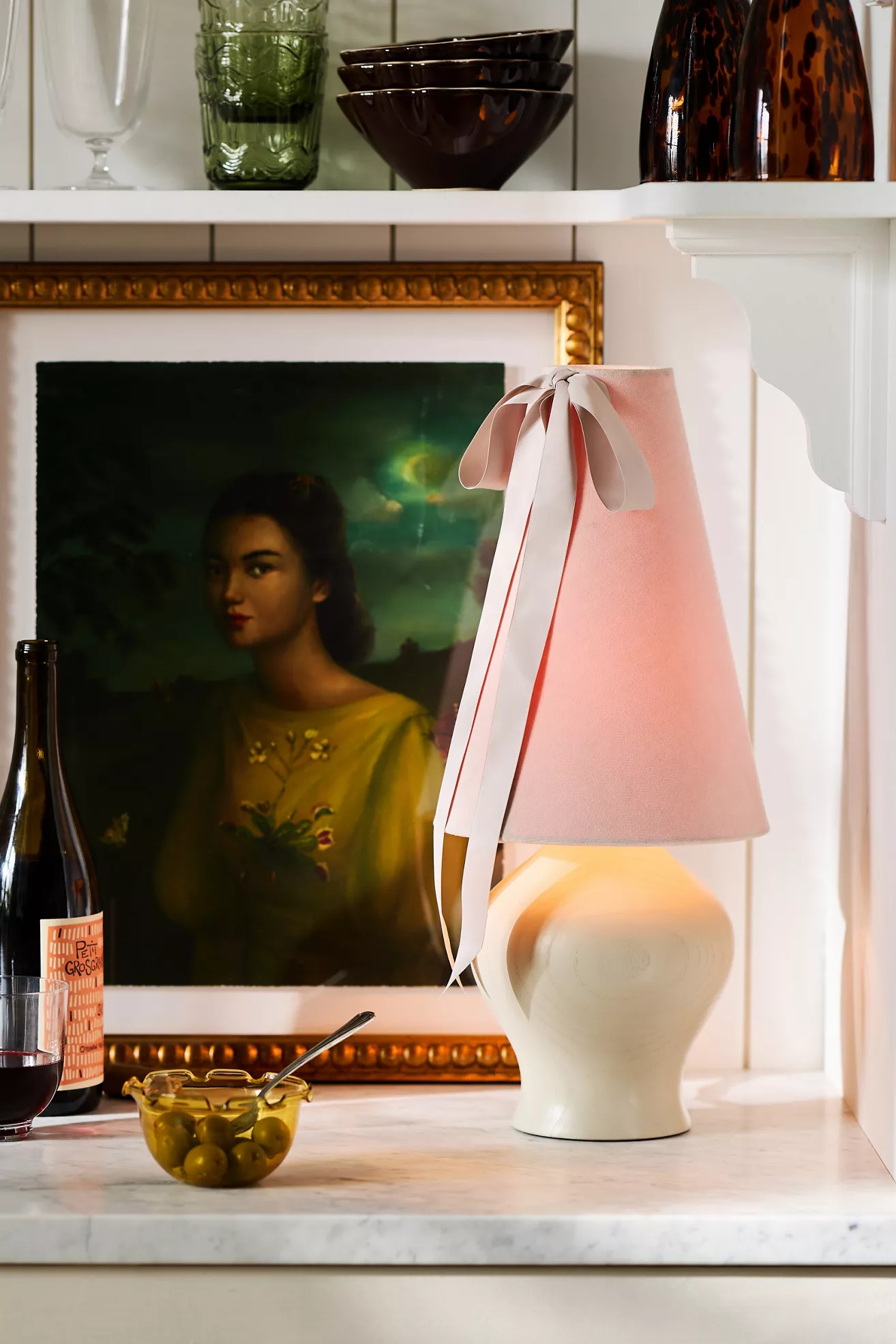 Bosette Bow Velvet and Wood Table Lamp