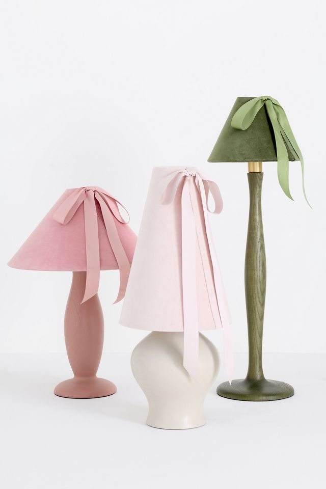 Bosette Bow Velvet & Wood Table Lamp #5
