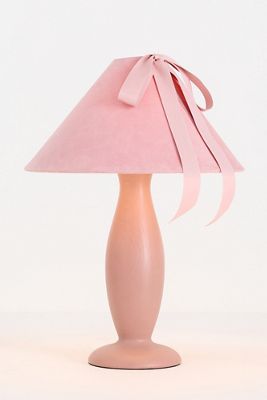 Bosette Bow Velvet and Wood Table Lamp