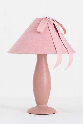Bosette Bow Velvet and Wood Table Lamp