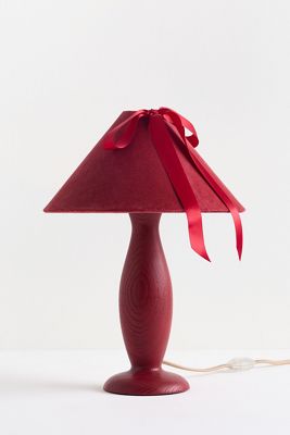 Bosette Bow Velvet and Wood Table Lamp