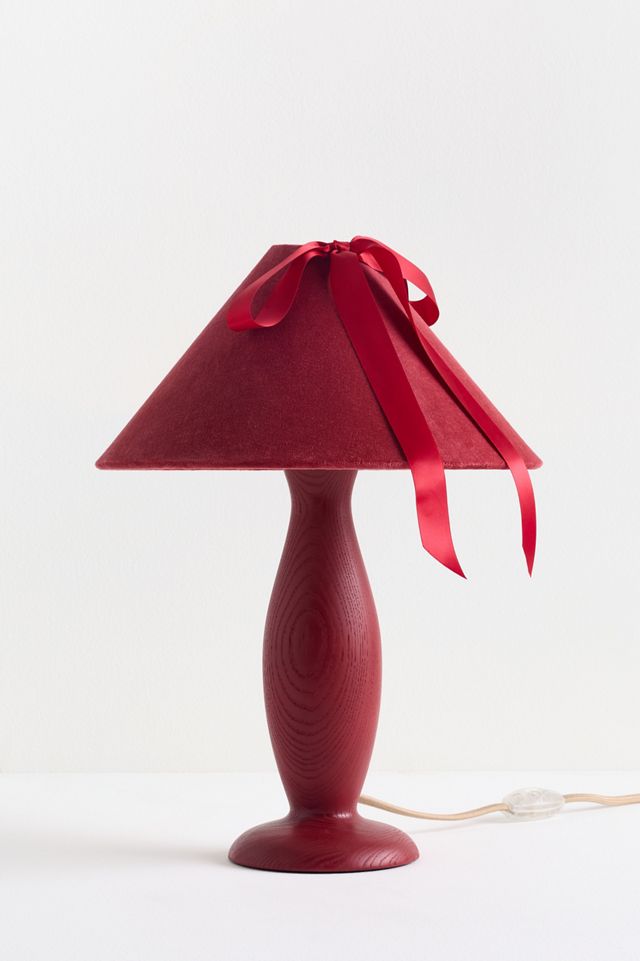 Bosette Bow Velvet and Wood Table Lamp #1