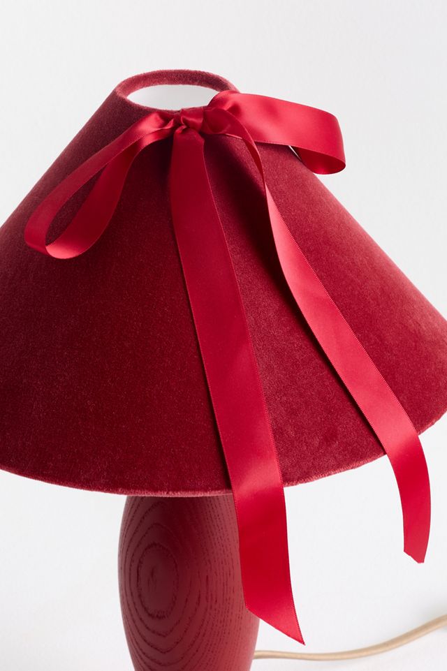 Bosette Bow Velvet and Wood Table Lamp #2