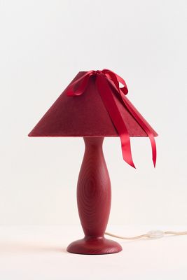 Bosette Bow Velvet and Wood Table Lamp