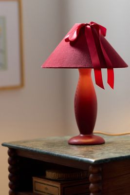 Bosette Bow Velvet and Wood Table Lamp