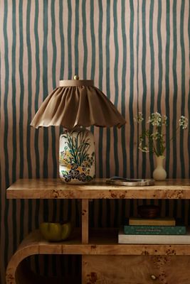 Bernadette Ceramic Carved Table Lamp with Skirted Shade