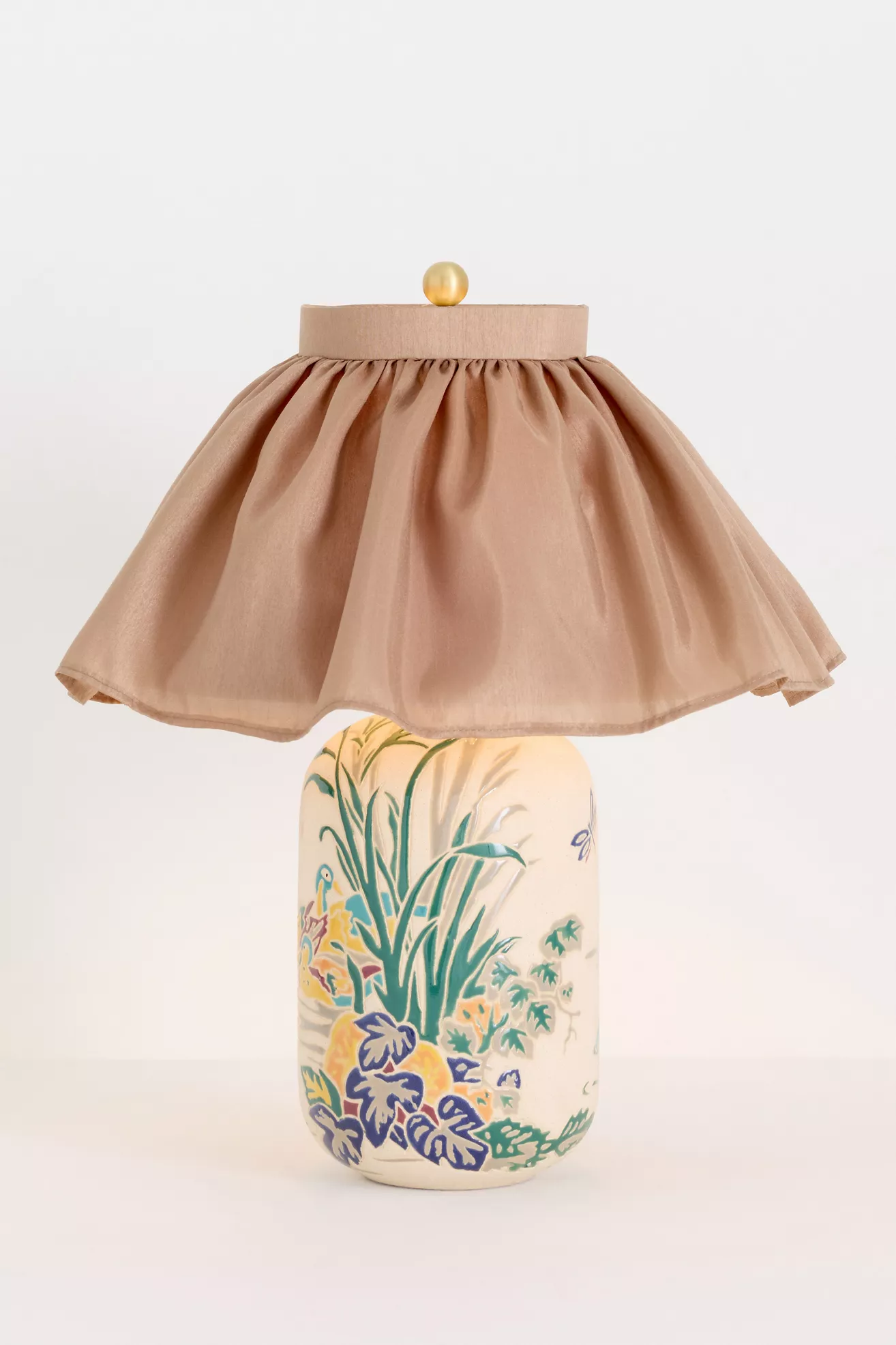 Bernadette Ceramic Carved Table Lamp with Skirted Shade - thumbnail 4