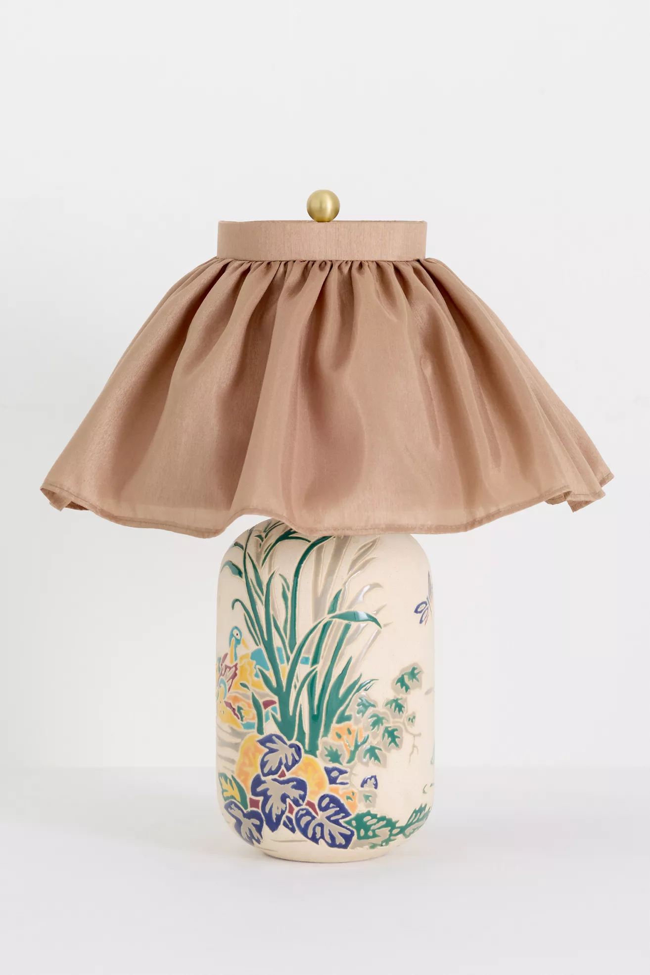 Bernadette Ceramic Carved Table Lamp with Skirted Shade - thumbnail 2
