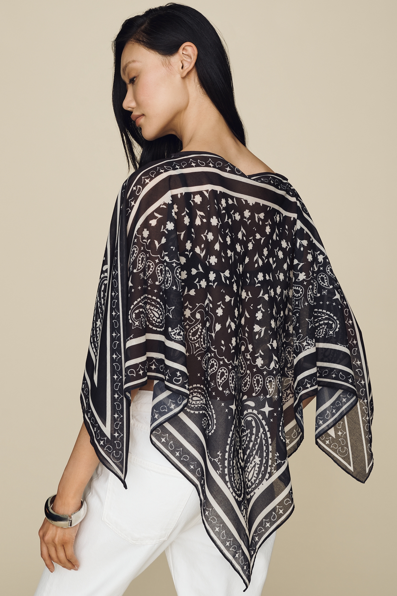 By Anthropologie Printed Scarf Poncho