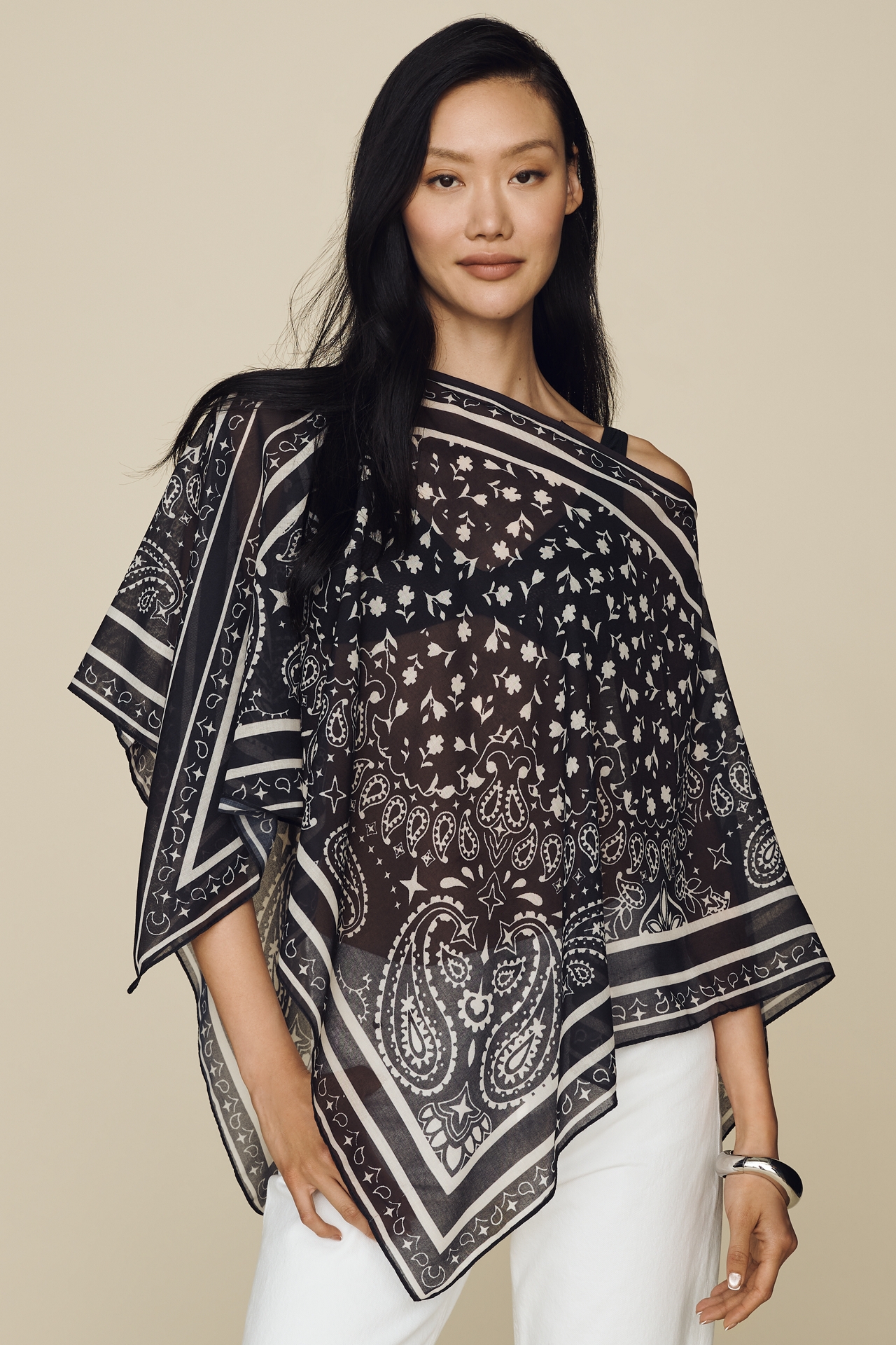 By Anthropologie Printed Scarf Poncho