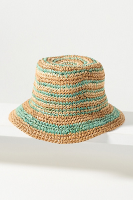 NWT Anthropologie + San Diego Hat Co. Cozy and Chic Bucket Hat Blue (ONE SIZE) San Diego Hat Co. Floral Embroidered Straw Bucket Hat  main image 3