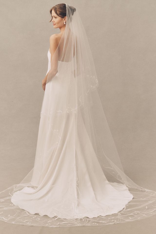 Enaura Whispy Floral Cathedral Veil #1
