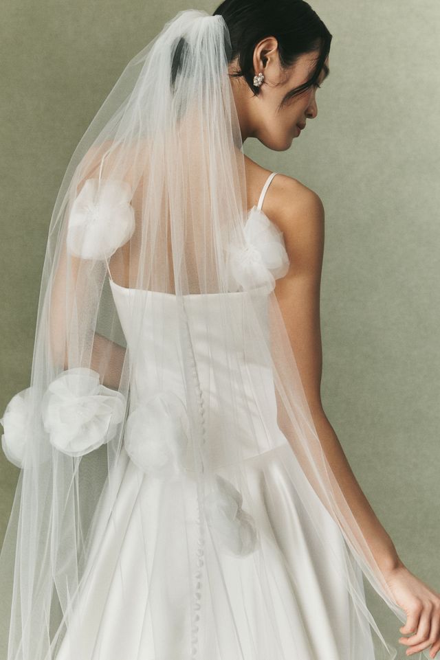 Enaura Pink Dimensional Floral Cathedral Veil #2