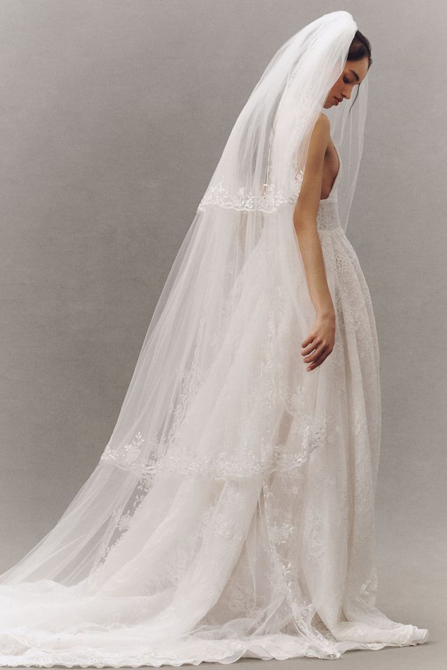 Enaura Tiered Chapel Lace Cathedral Veil #1