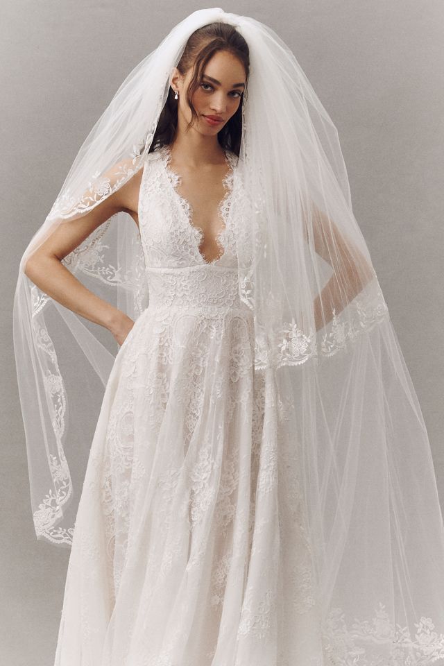 Enaura Tiered Chapel Lace Cathedral Veil #2